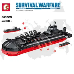 SEMBO 865PCS Typhoon-class Military Submarine Building Blocks City Type 941 Navy Mini Dolls Toys for Children Adults