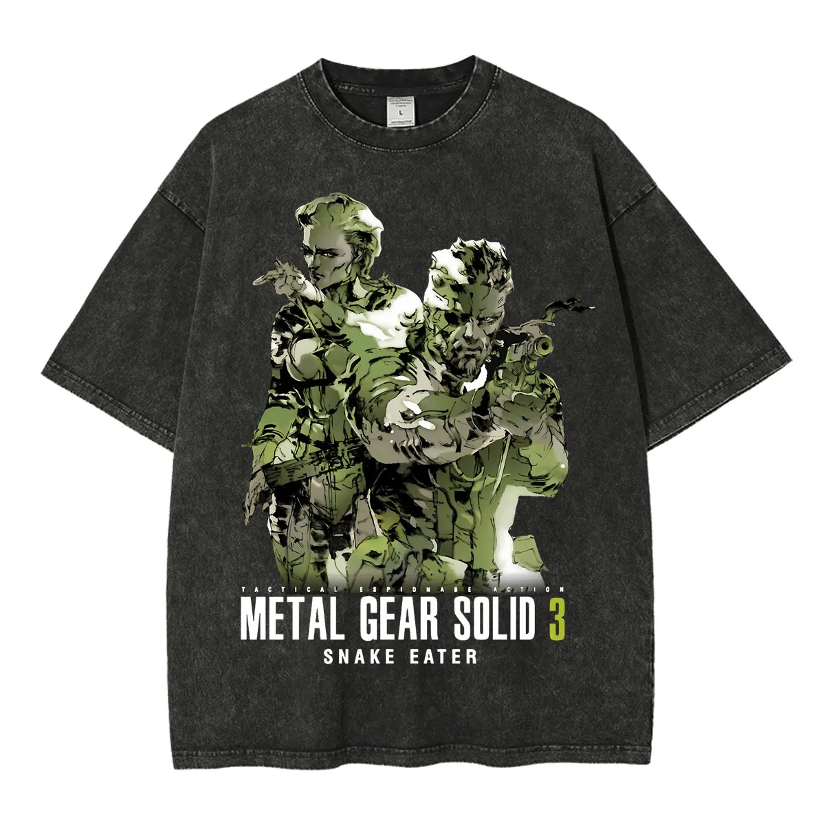 Game Metal Gear Solid 3 Snake Eater Naked Snake The Boss Vintage Washed T-shirt Men Women Clothing Fashion Short Sleeve T Shirts