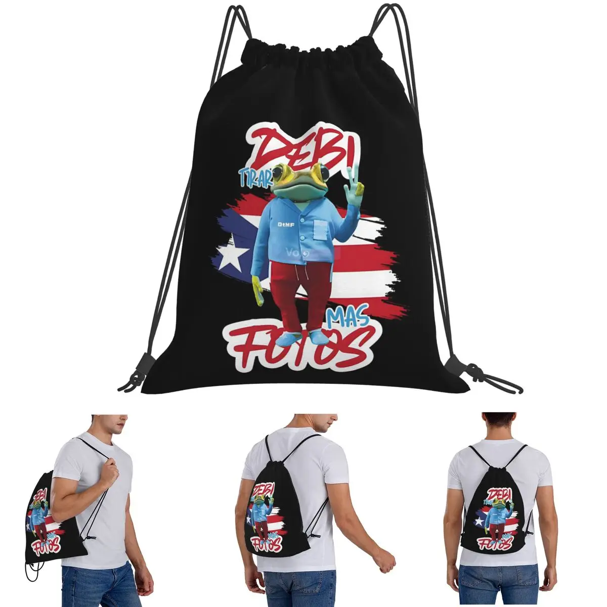 Bad Bunny DTMF Debi Tirar Mas Fotos Backpacks Casual Drawstring Bags Sports Bag Book Bags for Man Woman Students
