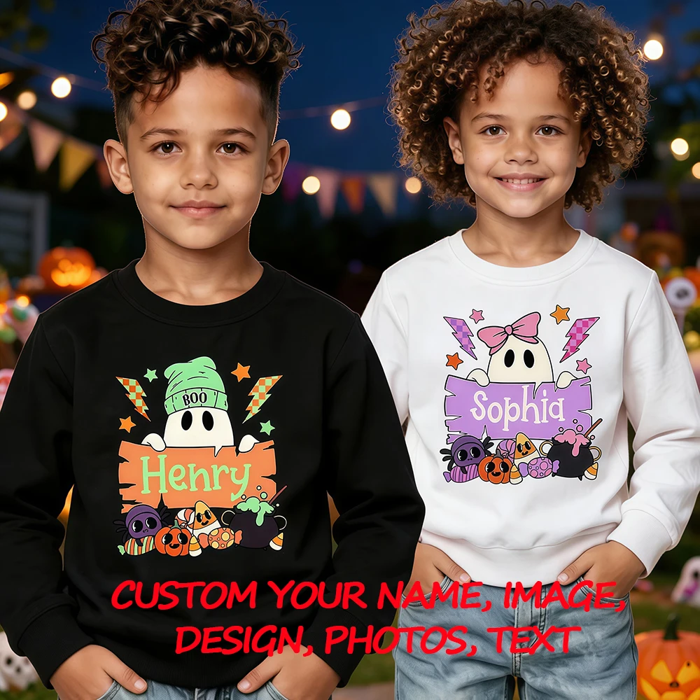 Blank Personalized Kids Sweatshirt with Custom Name Photo Logo Text  A-Grade Cotton Lined Hoodie for Boys Girls