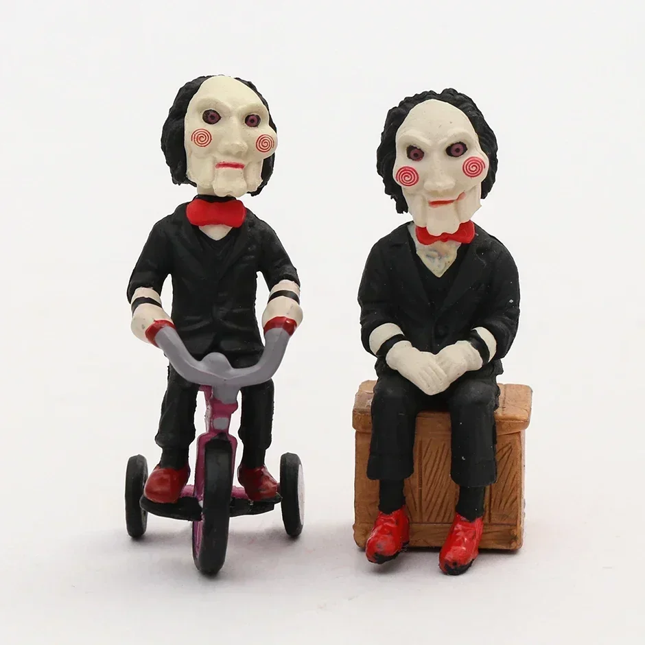 Horror Movie Theme Billy Key Ring Jigsaw From Saw PVC Figures Desktop Decoration Toys 5-5.5cm Set