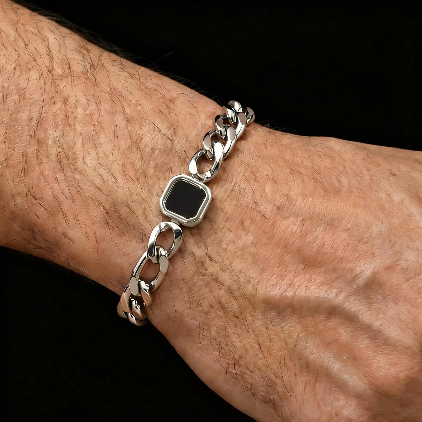 New Stainless Steel Men's Chain Bracelet,Gold Silver Color Cuban Figaro Chain Bracelet,Hip Hop Jewelry Gift for Him Dad