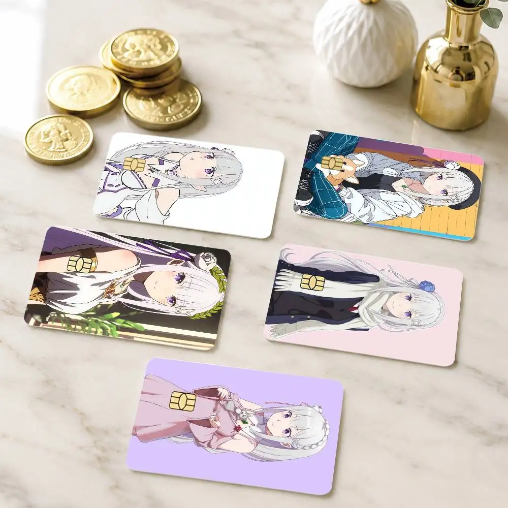 A-Anime ReZERO Emilia Credit Card HD Stickers Game Card Decal Small Chip Waterproof Sticker Gift