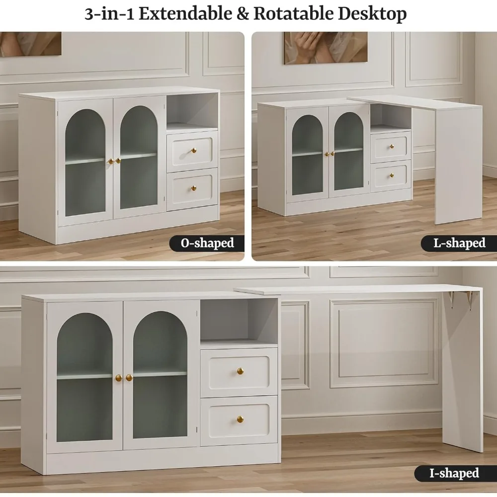 Moderner L-förmiger Nageltechniker-Schreibtisch mit Aufbewahrungsschrank und zwei Schubladen für Salonarbeitsstationen