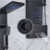 Schwarzes LED-Duschpaneel, Turmsystem, Regenwasserfall, Duschsäule, Wasserkraft, Massage, Körper, Spa, Bad, Dusche, Wasserhahn, Mischer 5