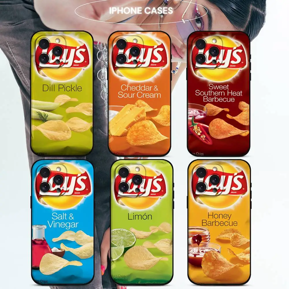 Funda para Teléfono con Diseño de Papas Fritas L-Lays para iPhone 17 16 15 14 13 12 11 PRO MAX PLUS Mini, TPU Suave y Agradable al Tacto