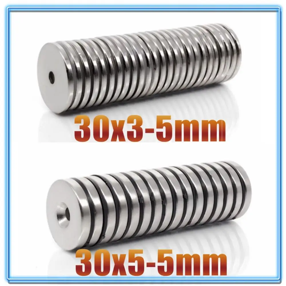 5/10/50/100pcs N42 Super Strong Round Neodymium Countersunk Ring Magnets 30x3 30x5 Hole 5 Rare Earth 30*3 30*5 Hole 5