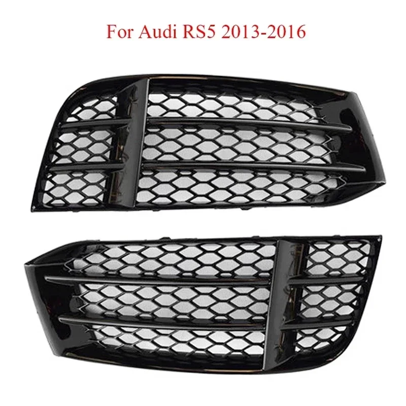 

2PCS Glossy Black Honeycombs Mesh Fog Light Grilles Grills Cover Fit for Audi RS5 B8.5 2013 2014 2015 2016 Car Accessories