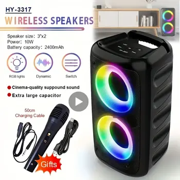 Přenosný bezdrátový karaoke reproduktor FM Bluetooth s mikrofonem, lampou a subwooferem, mikrofon ... 10 nejlepší prodej objem Gigaworks T3 - №5