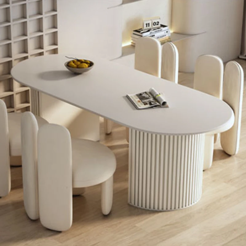 Cream Wind Internet Celebrity Dining Table and Chair Combination Designer Personality Light Luxury Simple Modern Dining Table