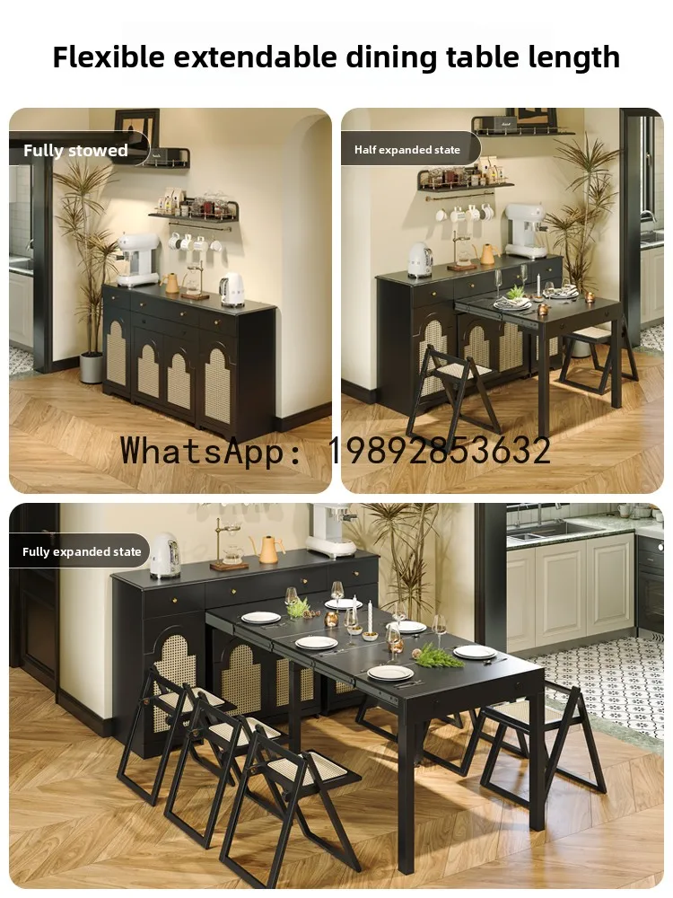 طاولة طعام YFY American Retro Style Island للاستخدام المنزلي المتكامل قابلة للتمديد 2025 نموذج جديد خزانة جانبية للشقة الصغيرة
