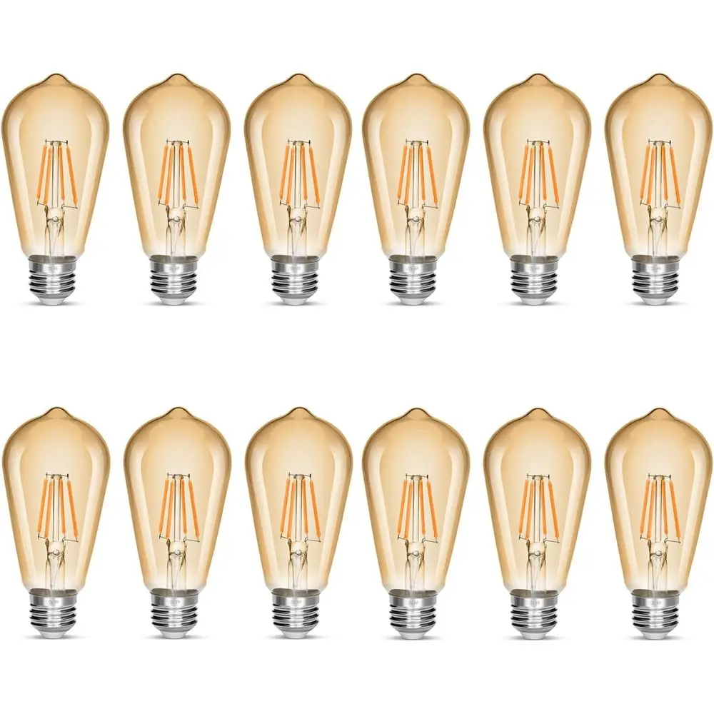 

LED Edison Bulb 4W,Antique 40W Vintage Edison Bulb,E26 Light Bulb Non Dimmable Led Bulb 450 Lumens 2300K Amber Warm,Pack o 12