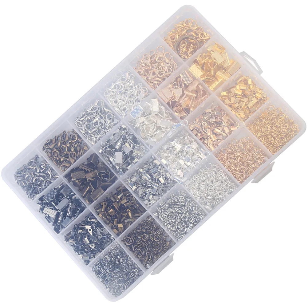 

Jewelry Making Kit Lobster Clasp Jump Rings Ribbon Crimps Metal Alloy Jewelry Findings Organized Case DIY Supplies for Earrings