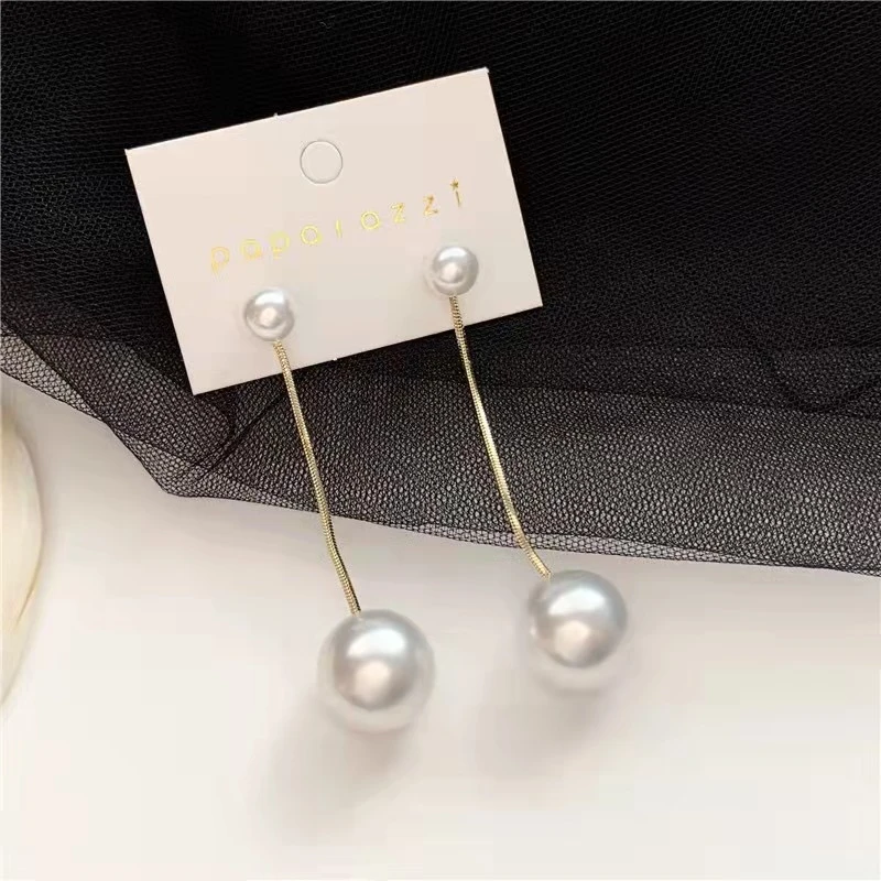 S925Silver needle Korean style large pearl simple and elegant earrings for women, a dual-wear versatile trendy internet celebrit