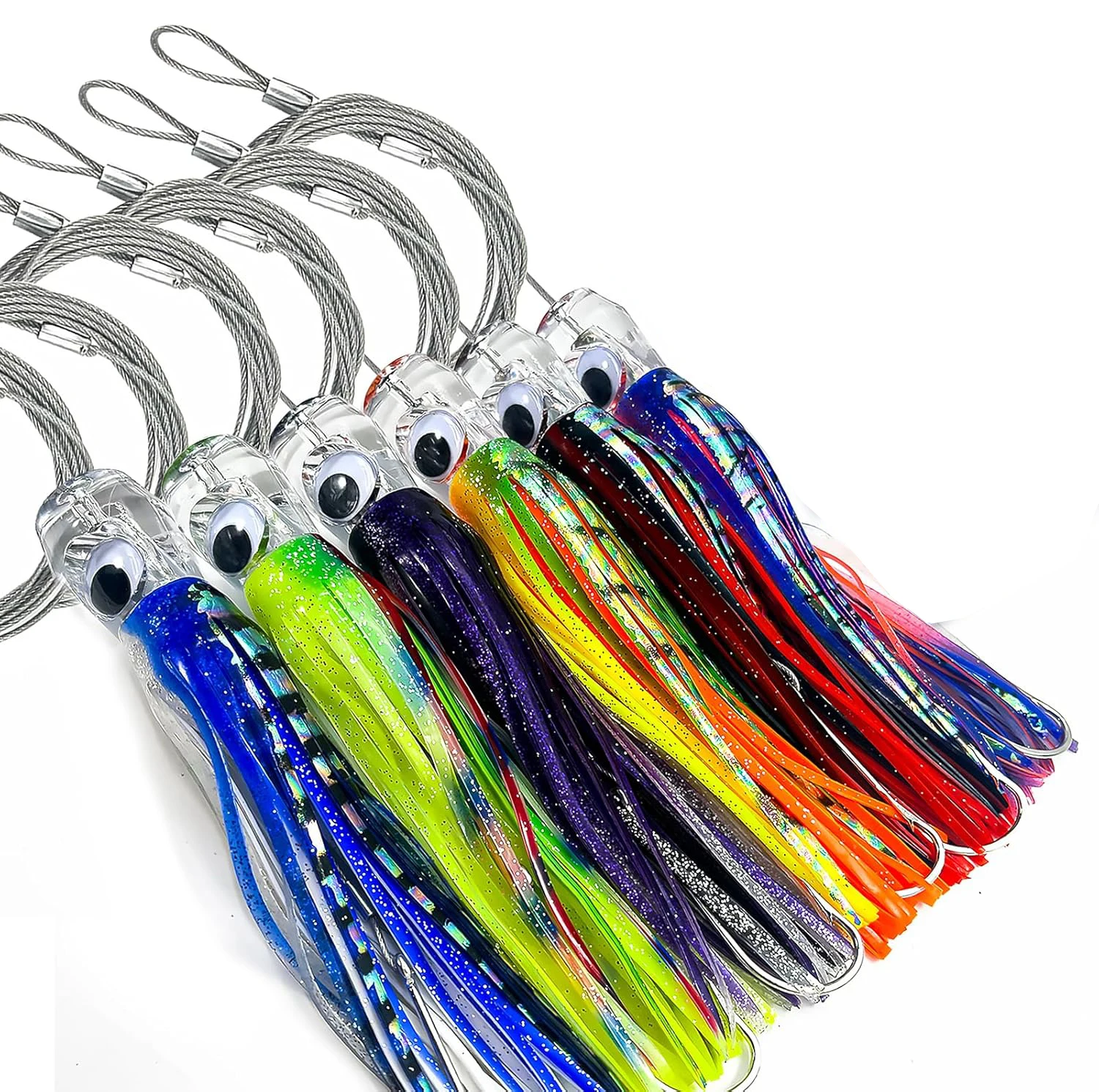 Señuelo de pesca curricán de agua salada, señuelo de pesca de aguas profundas con falda de calamar de 6,5 pulgadas, atún, Marlin, Wahoo, tiburón, Mahi señuelo de pesca curricán