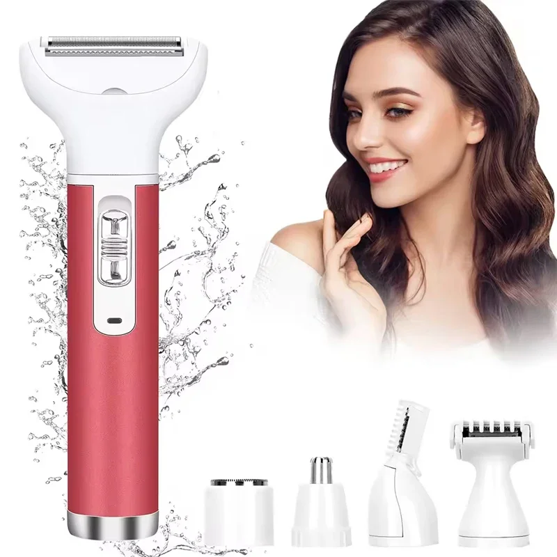 5 in 1 Hair Removal Lady Shaver Ladies Hair Epilator Rechargeable Nose Eyebrow Trimmer Body Grooming Set