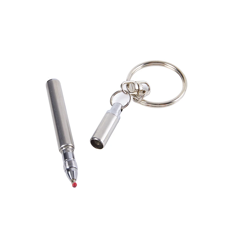 Portable Telescoping Tool Pen Metal Key Ring Creative Stainless Steel Keychain Ergonomic Ballpoint Pen School Office Supplies