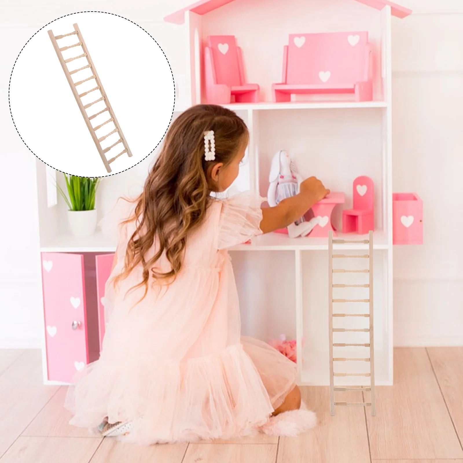 

Miniature Wooden Step Ladder 1:12 Scale for Playhouse DIY Craft Micro Landscape Decorative Accessories Mini Garden Ladder