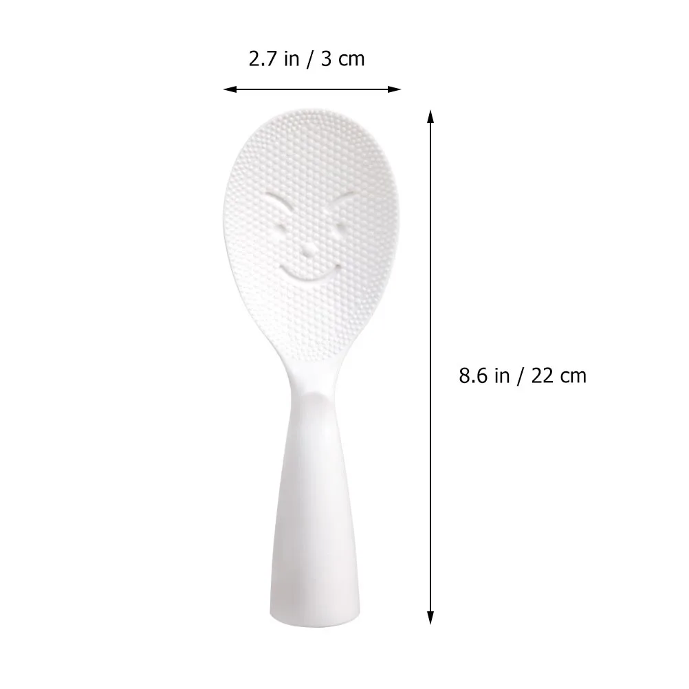 

2pcs Smiling Face Rice Spoon White Non-Stick Lightweight Standing Vertical Rice Paddle Plastic Meal Spoon For Kitchen Cooking