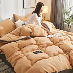 Edredón de invierno grueso y cálido, manta de cama doble, funda de cama suave, edredones nórdicos de microfibra para el hogar con relleno