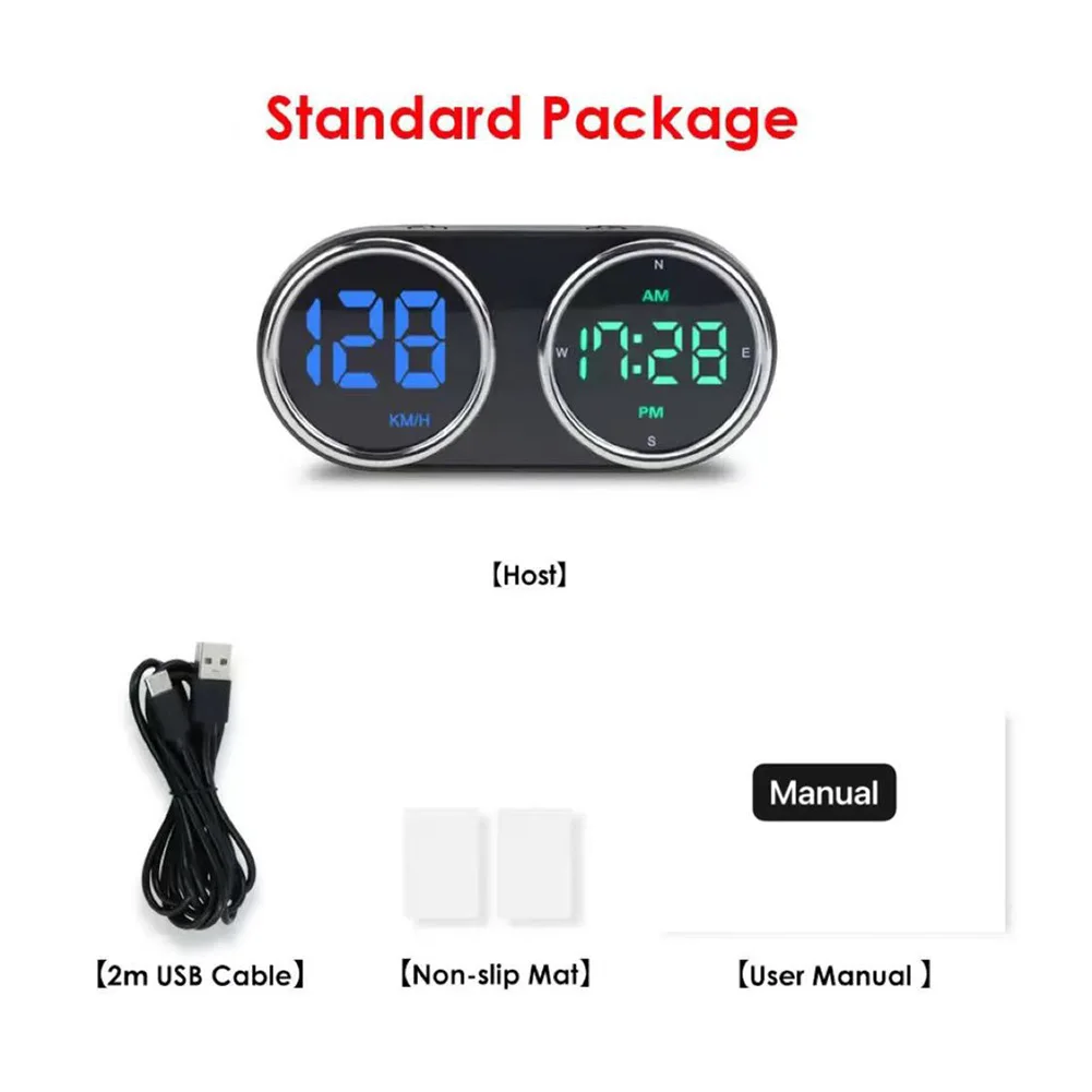Car Heads Up Display Speed Time Display GPS Speedometer Digital Clock HUD Over-Speed Alarm KM/H MP/H Speed Meter 7-Color
