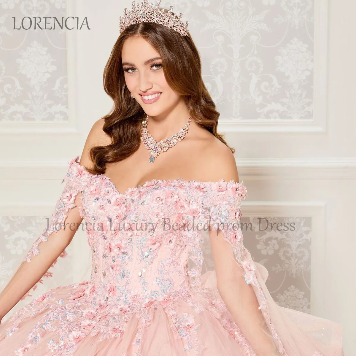 Mexiko Quince anera Kleid 3d bunte Blumen von der Schulter Applikation Ballkleid Perlen mit Umhang süß 16 Vestidos de 15 Años