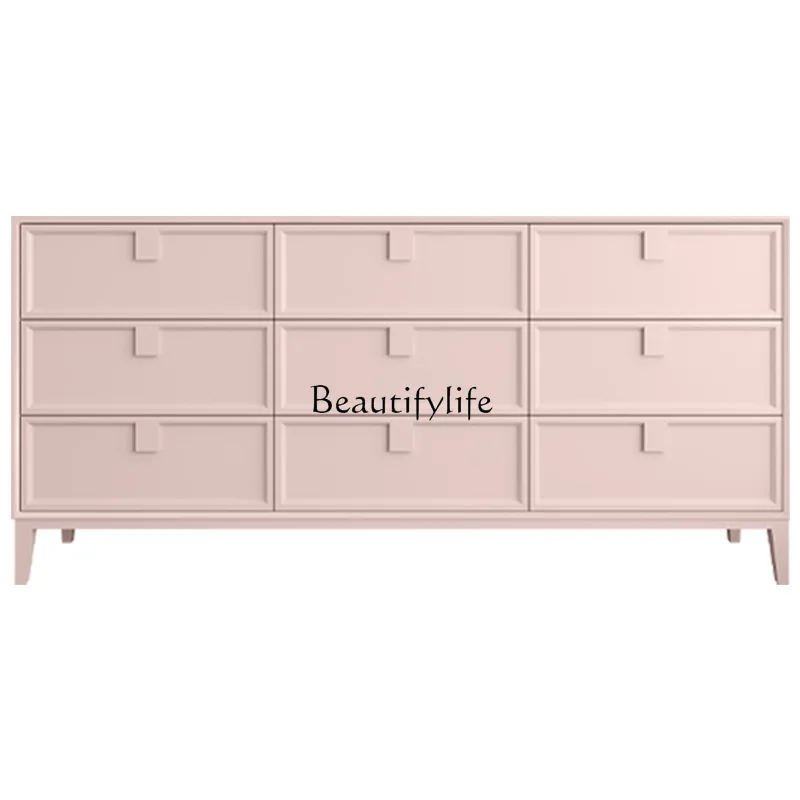 

Cream Wind Living Room Wall Storage Solid Wood Drawer Storage Side Cabinet