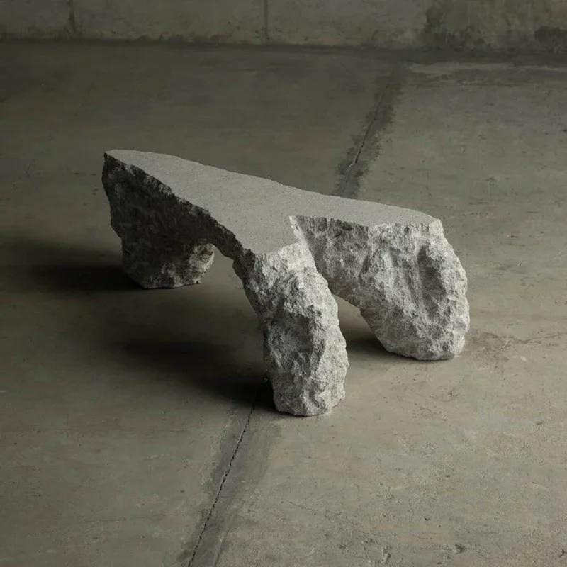 #Luxury Modern Lava Rock Coffee Table Hand Carved Three Pillar Raw Rock Form Unique Rough Texture Villa Living Room Accent Table