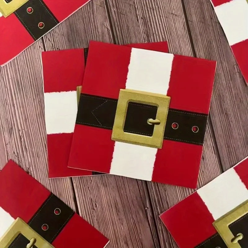 Servilletas navideñas con cinturón de Papá Noel, servilletas desechables, servilletas para cena de Feliz Navidad, servilletas de papel para vacaciones, suministros para fiestas