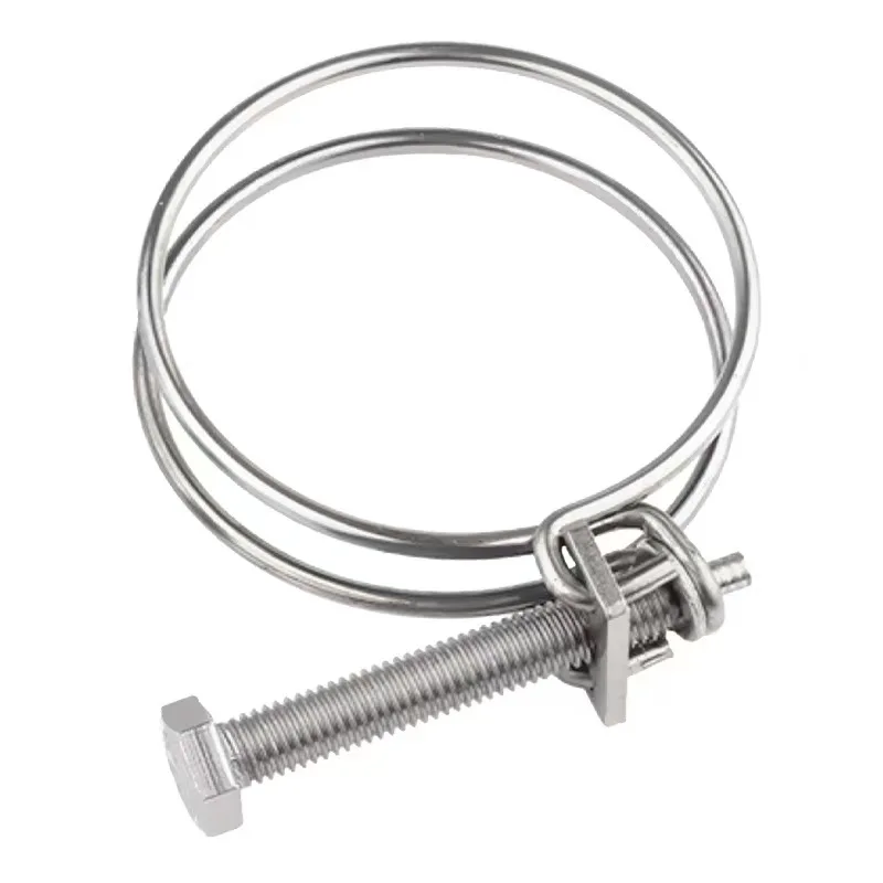 304 Stainless Steel Hose Clamp Pipe Clip Double Wire Pipe Throat Hoop Fuel Tube Water Pipe Clamp Adjustable Steel Clamp 20pcs