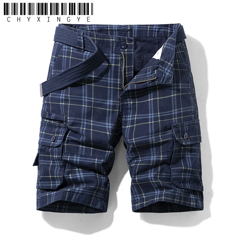 Men Shorts 2023 Fashion Plaid Beach Shorts Mens Casual Camo Camouflage Shorts Military Short Pants Male Bermuda Cargo Overalls