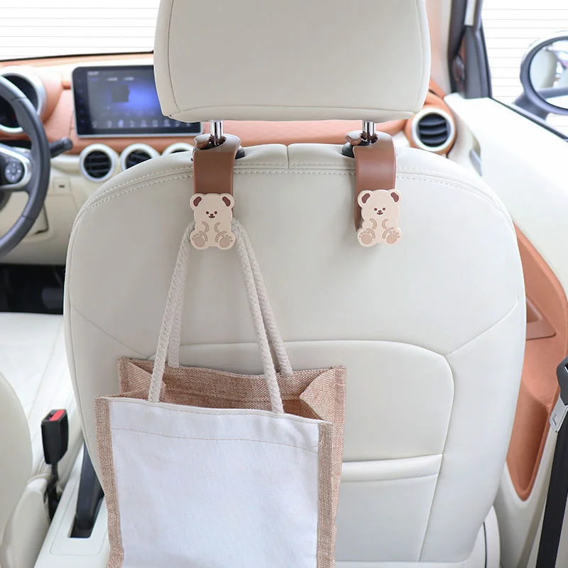 

2 Cute Cartoon Teddy Bears, Car Seats With Small Hooks on the Back, Multifunctional Seats, Car Accessories