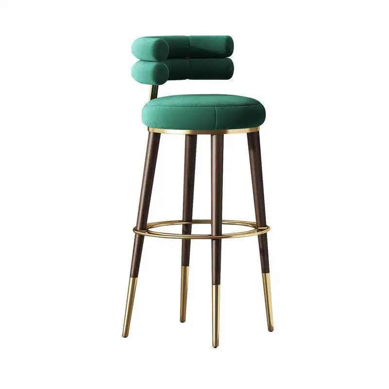 Chaise de bar nordique en métal et bois massif, chaise de bar confortable de luxe, chaise de bar moderne pour l'intérieur, chaise de bar relaxante, meubles de cuisine