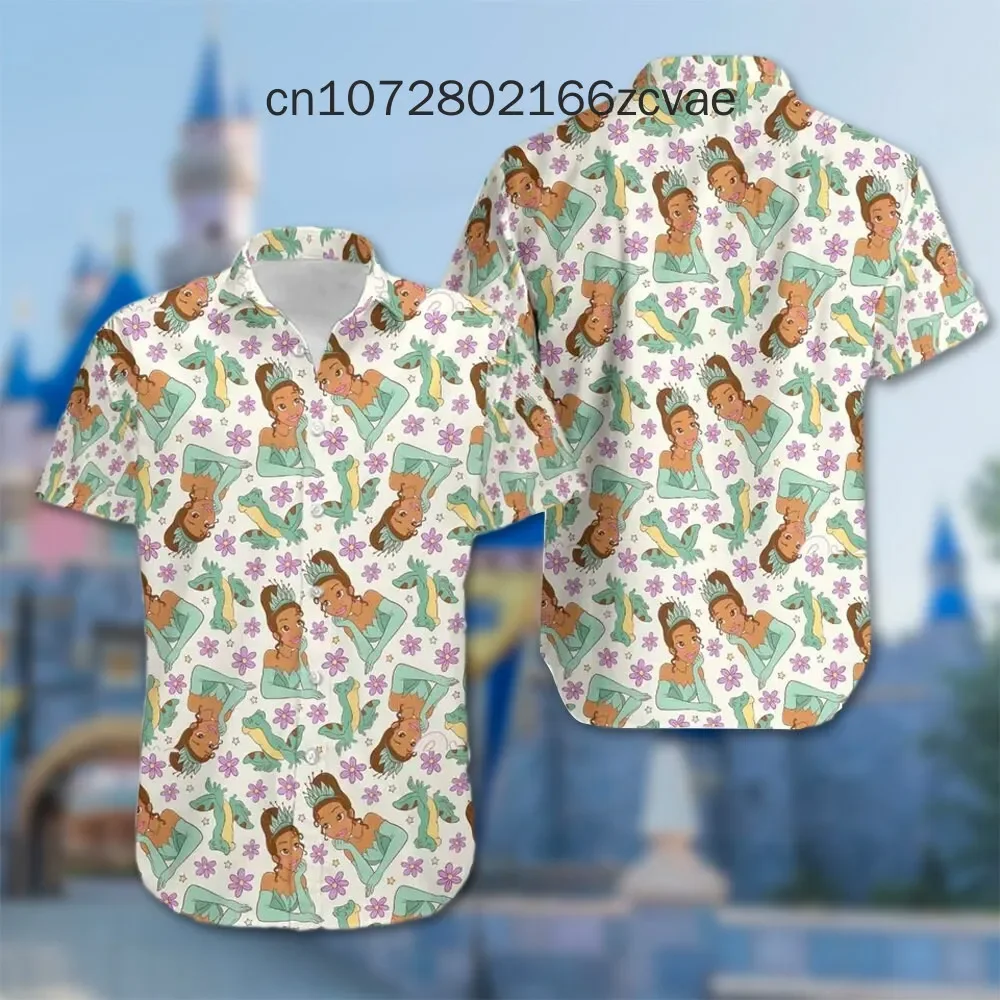 Disney-tiana Princess hawaiian shirt,半袖,ボタンアップ,カジュアルビーチシャツ,新しいコレクション