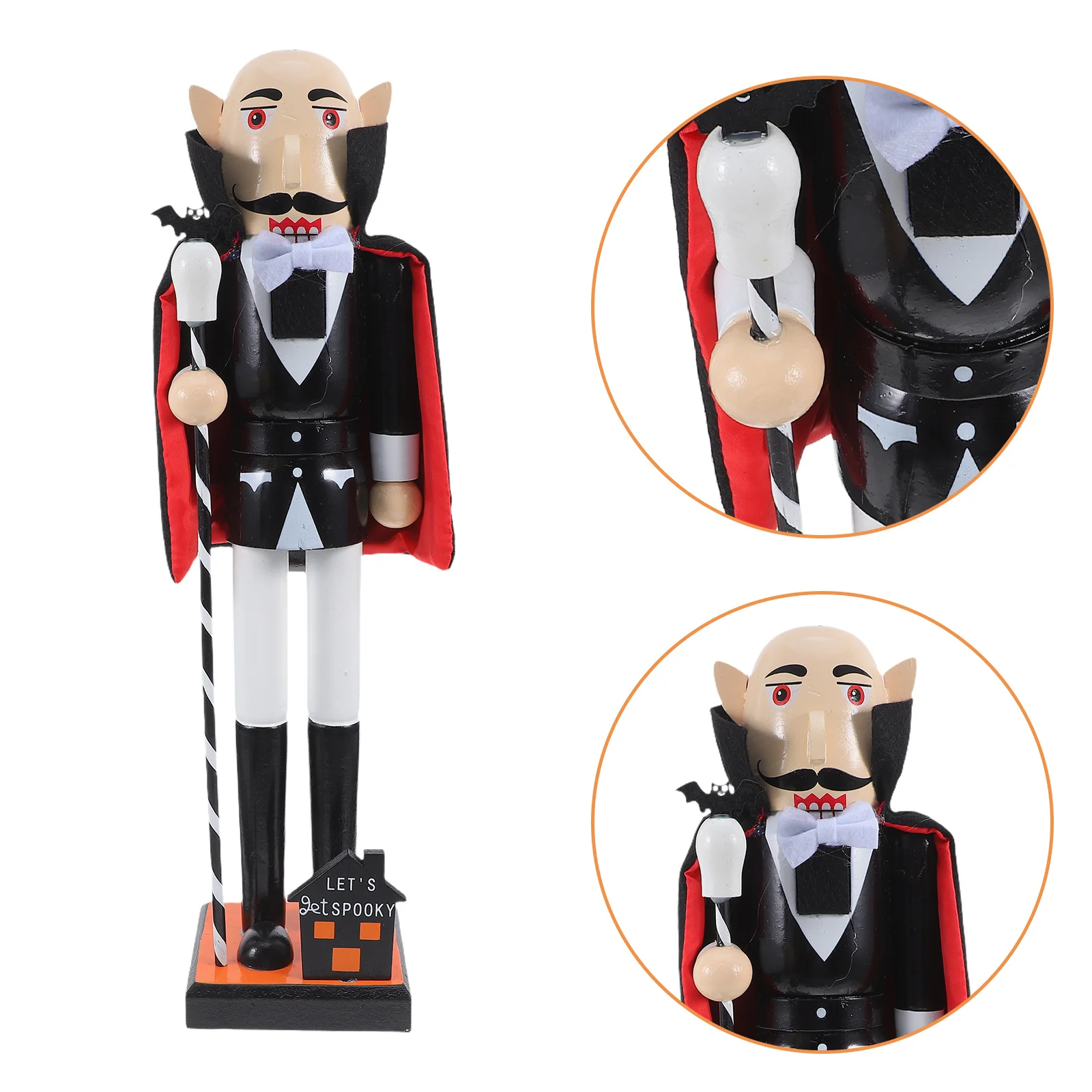 

Wooden Halloween Nutcracker Spooky Vampire Soldier Statue Handpainted Decorative Home Party Centerpiece For Indoor Table Mantel