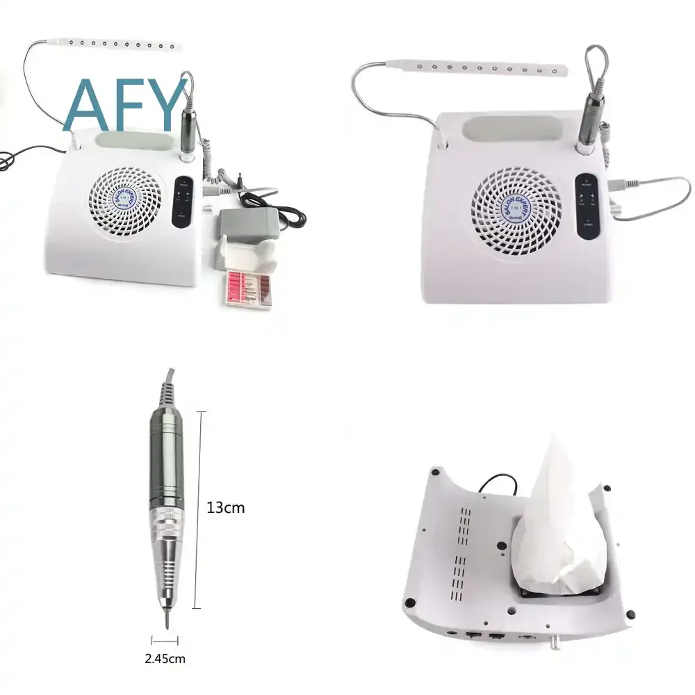 3 in 1 Nail Vacuum Cleaner Dust Collector for Nail Drill Machine for Gel Polish Acrylic UV LED Lamp Manicure Pedicure Salon