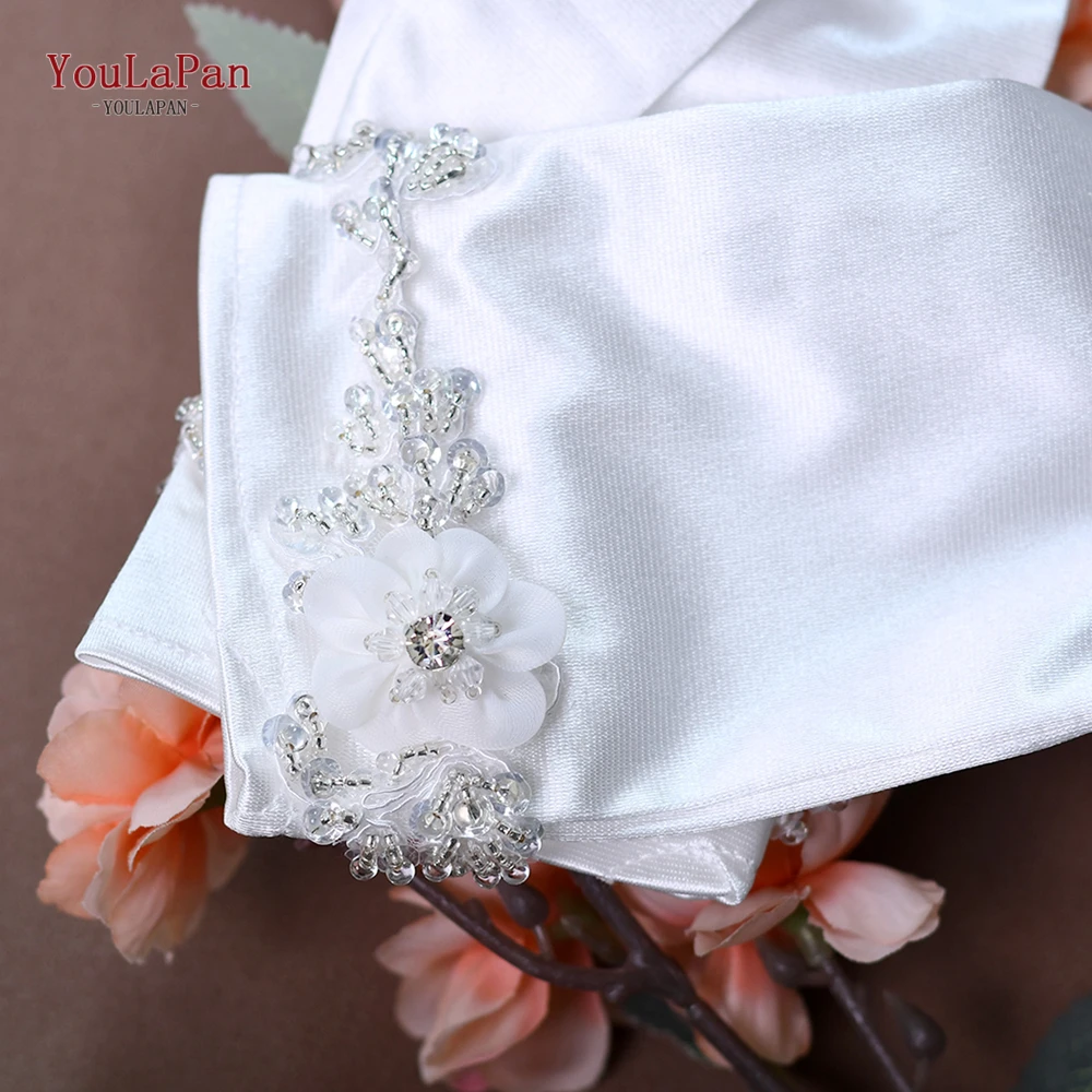 YoulaPan-Ladies' Short Finger Glove, Lace Applique Bordado, Bridal DIY Luvas, Acessórios para a Noiva, Festa de Casamento, M39