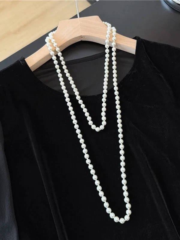 Ele Bla Velvet Long Sve Embroidered irt Women's Inner Wear Base Top New Chinese Sle High Faion Autumn Collection