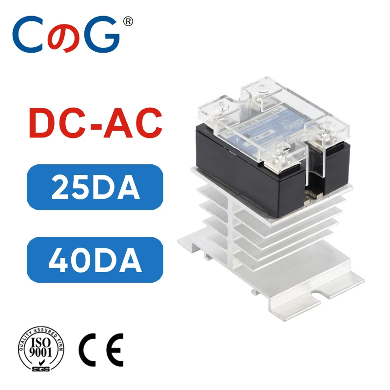 CG SSR-25DA 40DA Jednofazowe sterowanie DC AC 3-32VDC Wejście do wyjścia 24-480VAC Moduł przekaźnika półprzewodnikowego z radiatorem