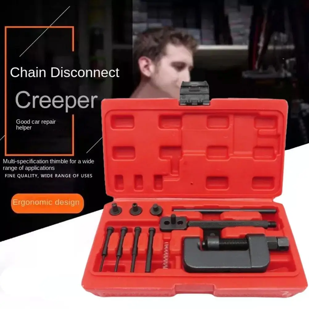 

13 шт., набор инструментов для ремонта клепа с красным корпусом, мотоцикл, велосипед, сверхмощный разветвитель, набор заклепочников, кулачковый привод, выключатель цепи