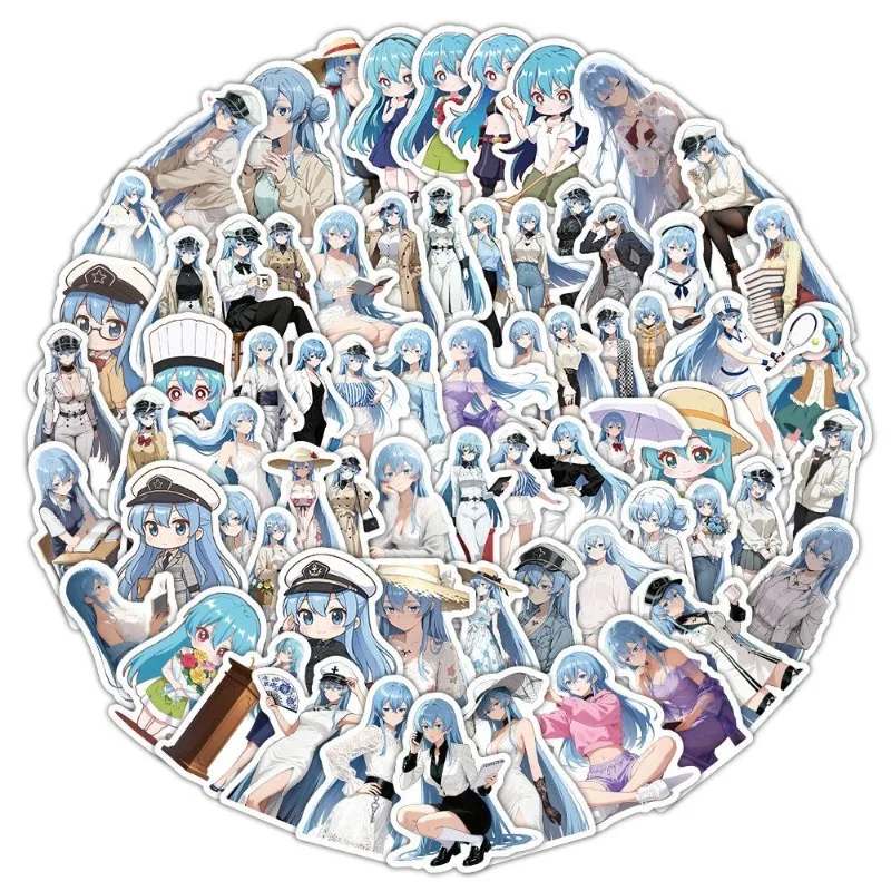 100 SZTUK Kreskówkowych Naklejek Dekoracyjnych z Postaciami z Anime Esdeath, Kreatywne Graffiti