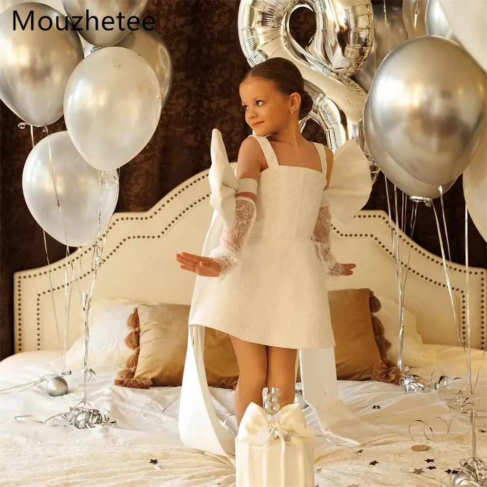 

Mouzhetee A-Line Shiny Lace Bow Birthday Dresses Wedding Party Dress for Kids Flowers Girls Prom Gowns Customized 2026