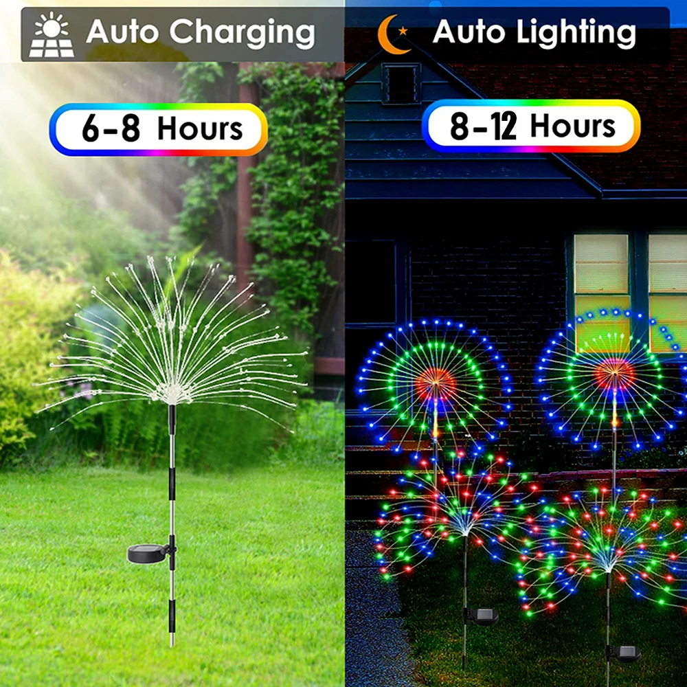 300/490Leds Solar Firework Light 8 Lighting Modes Outdoor Garden DIY Decoration Fairy Light LED Waterproof Garden Flower Light