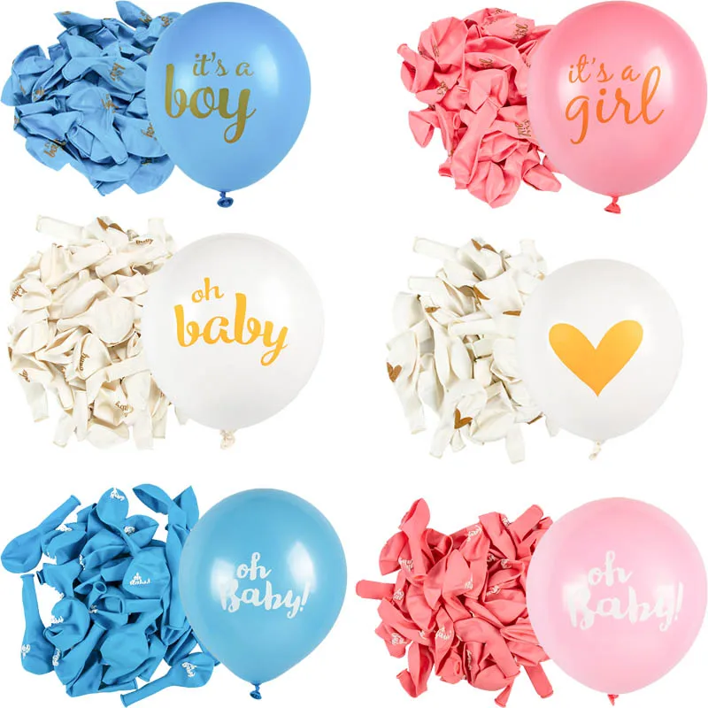 

Boy or Girl blue pink Latex Balloons Baby Gender Reveal Oh Baby Printed balloon Baby Shower birthday Party Decoration Supplies