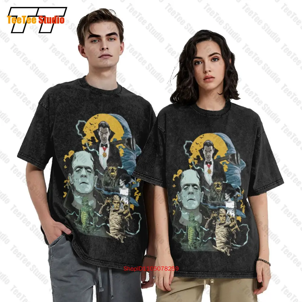 Universal Monsters Monster Mash Dracula Frankenstein Vintage Oversized T-Shirt TNV3