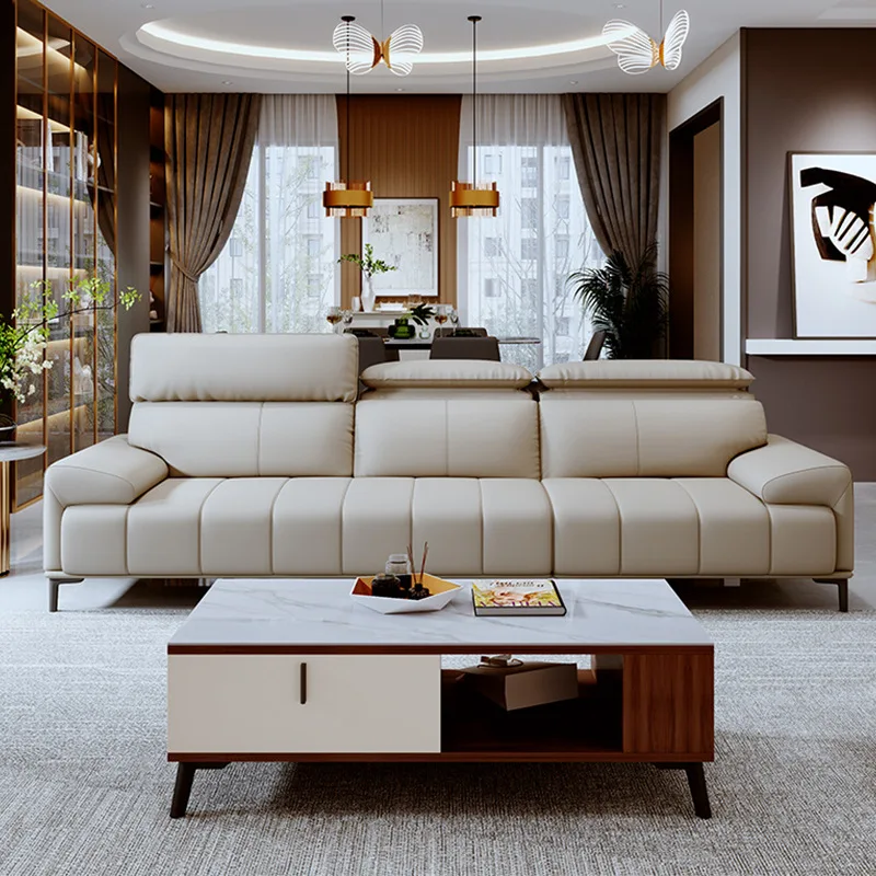 Lässiges, leichtes Luxus-Ledersofa