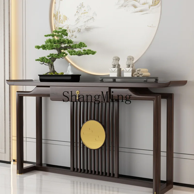 FG  Chinese-style entrance table, ebony wood strip case, living room entrance door table against the wall entrance platform