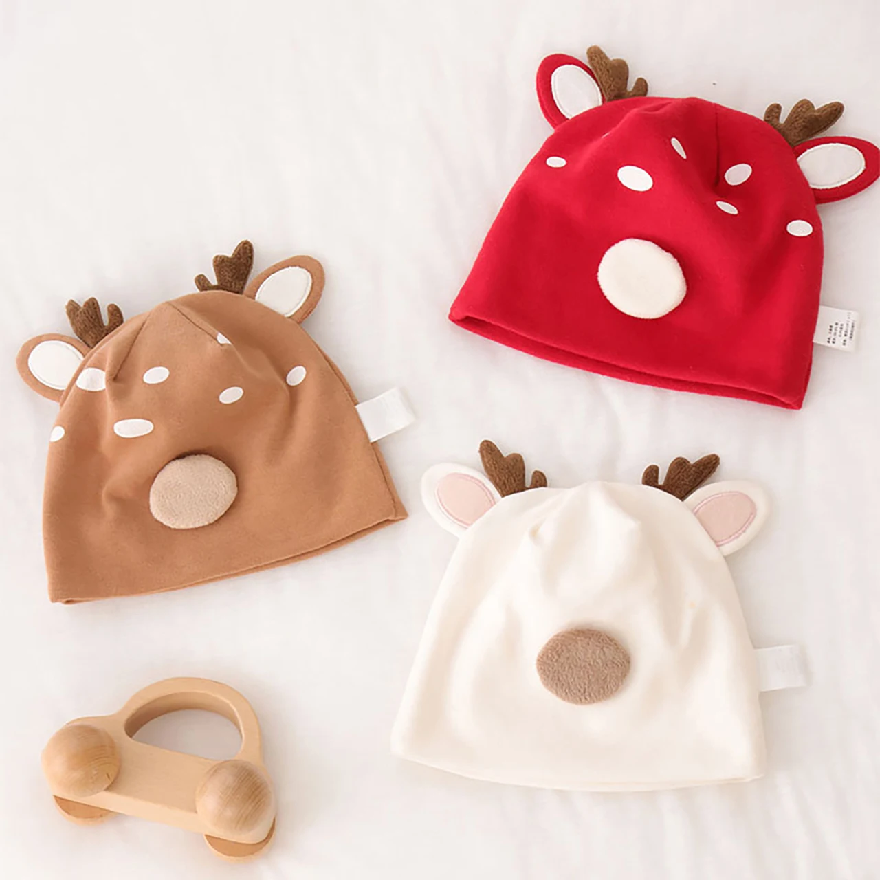 Cute Little Deer Baby Fetal Hat Soft Cotton Newborn Beanie Spring Autumn Warm Kids Pullover Cap 0-3Month Infant Christmas Hats