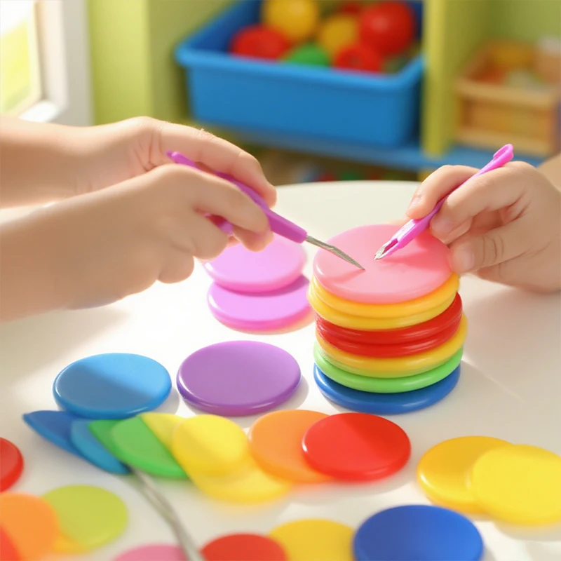 

100Pcs 25MM Montessori Learning Education Math Toy Plastic Poker Chips Bingo Chip Markers Token Family Club Party Counting Toy