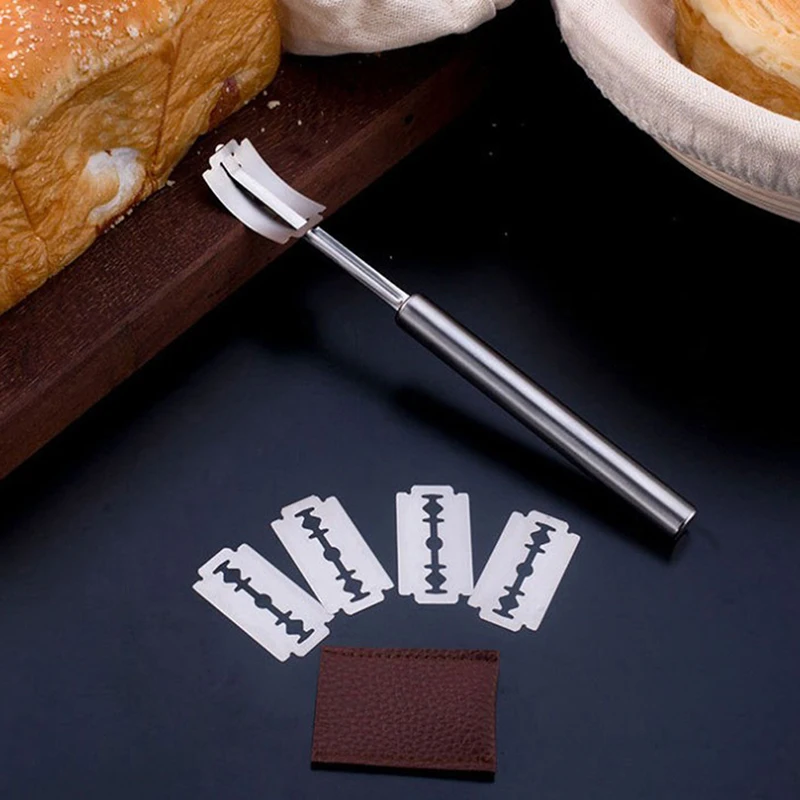 Bread Dough Knife Cutter European Baguette Arc Curved Razor Knife Bread Lame Pastry Tool With Blades Baking Tool Accessorie